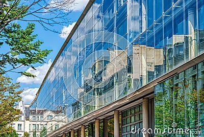 Glass building at Marche Saint-Honore square - Paris, France Editorial Stock Photo