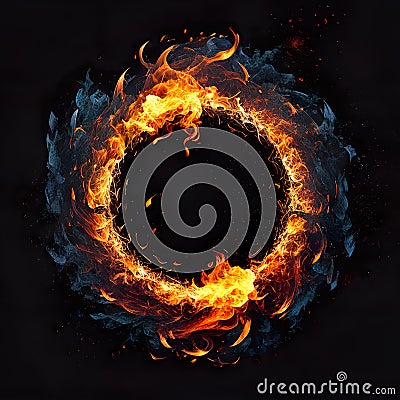 A glass burning circle with flames Stock Photo