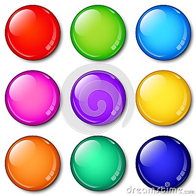 Glass Buttons Set Vector Illustration