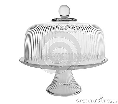 Glass cake display platter with cover Stock Photo