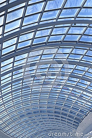 Glass ceiling modern architecture details vertical image Stock Photo