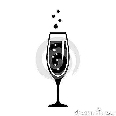 Glass of champagne, celebration concept icon Vector Illustration