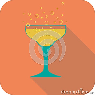 Glass champagne flat design stylized party drink icon Stock Photo