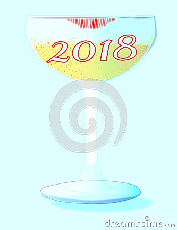 2018 Glass of Champagne Vector Illustration