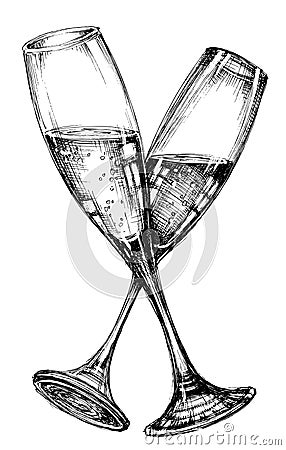 Glass of champagne Vector Illustration