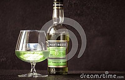 Glass of Chartreuse Editorial Stock Photo