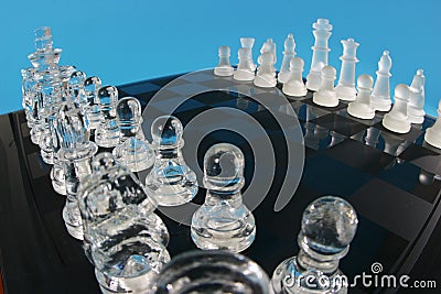 Glass chess board Stock Photo