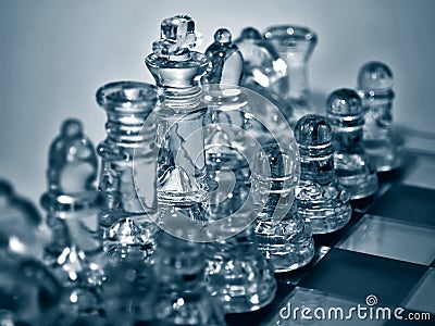 Glass Chess Set Stock Photo