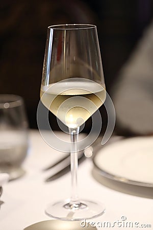 Glass of chilled white wine Stock Photo