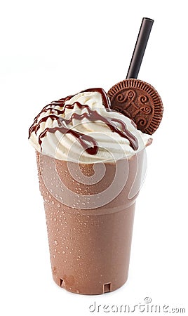 Glass of chocolate milkshake Stock Photo