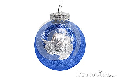 Glass Christmas ball toy isolated on white background with the flag of Antarctic Stock Photo