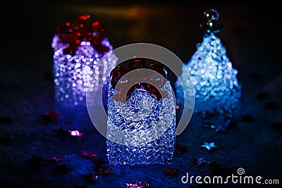 Glass Christmas glow toys, blue Stock Photo