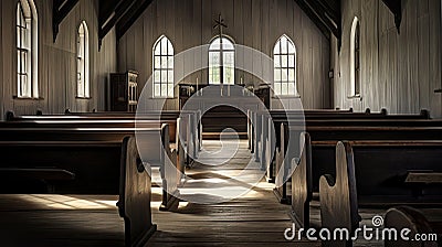 glass church interior Cartoon Illustration