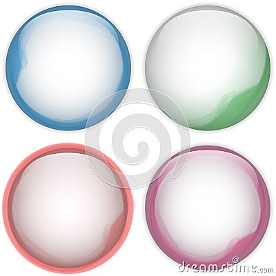 Glass Circle Button Colorful Acqua Vector Illustration