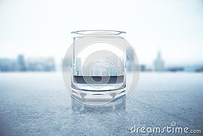 Glass with city reflection Stock Photo