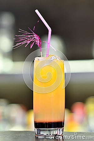 Glass of cocktail on bar Stock Photo