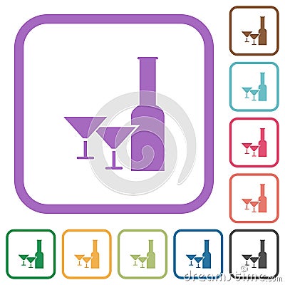 Glass and cocktail glasses solid simple icons Vector Illustration