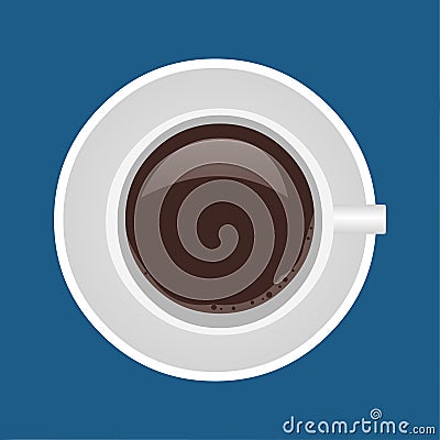 A glass of coffee view from top vector symbol illustration Cartoon Illustration