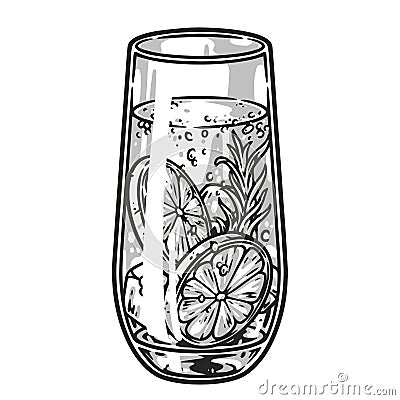 Glass cold soda sticker monochrome Vector Illustration