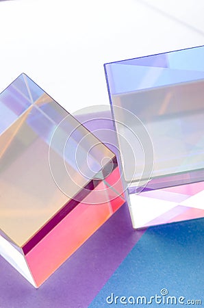 Glass colored transparent cubes abstract Stock Photo