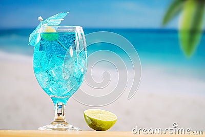 glass cooling blue drink sliced lime. High quality photo Stock Photo