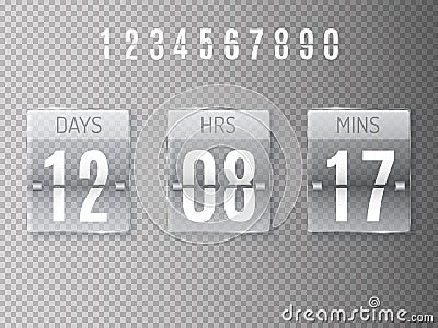 Glass Countdown timer on transparent background. Clock counter. Vector Vector Illustration