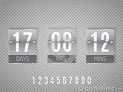 Glass Countdown timer on transparent background. Clock counter. Vector Vector Illustration