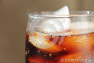 A glass covered with dew drops with a cold drink Stock Photo