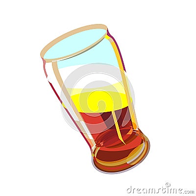 Glass craft Beer. Flat fashioned Orange sketch ale goblet. Bar, pub silhouette isolated on white background. Vector illustration Vector Illustration