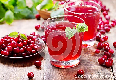 Glass of cranberry juice with fresh berries Stock Photo