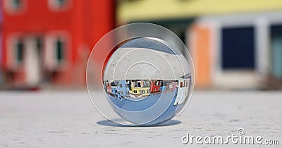 Glass Crystal Sphere on the Bruano City near Venice Stock Photo