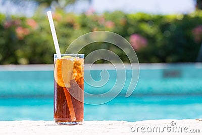 Glass of Cuba Libre cocktail Stock Photo