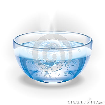 Glass cup of boiling water. Illustration. Vector Illustration