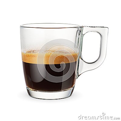 Glass cup of espresso isolated on white Stock Photo