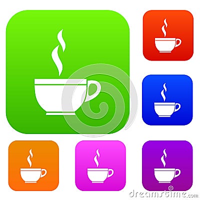 Glass cup of tea set collection Vector Illustration