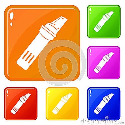 Glass cutter icons set vector color Vector Illustration