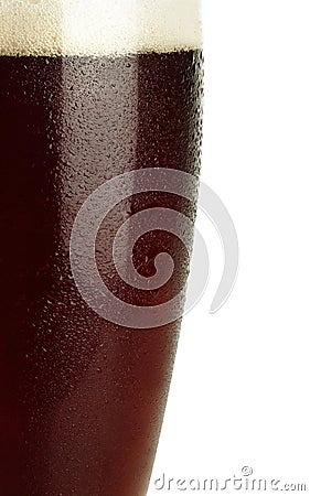 Glass of dark beer isolated on white Stock Photo