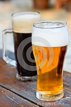 Glass dark and light of beer Stock Photo