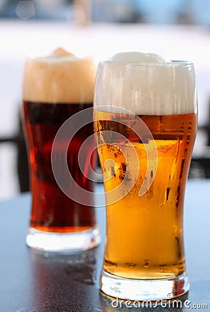 Glass dark and light beer Stock Photo