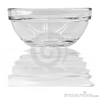 Glass deep transparent bowl. Stock Photo