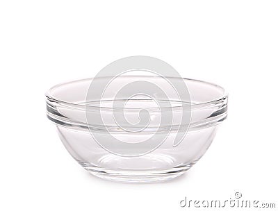 Glass deep transparent bowl. Stock Photo