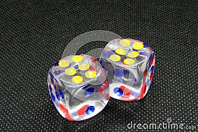 Glass dice. Glass dices. Casino dice. Gamble dices. Stock Photo