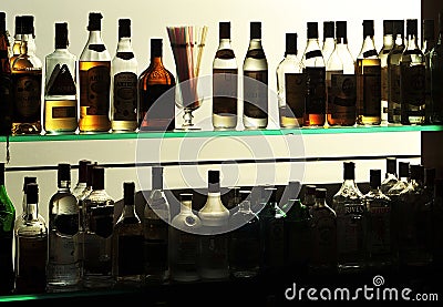 Liquors bottles at the pub Editorial Stock Photo