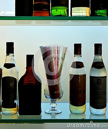 Liquors bottles at the pub Editorial Stock Photo