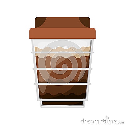 Glass disposable for cappucino with lid Vector Illustration