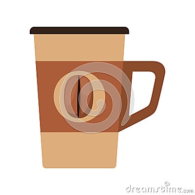 Glass disposable for hot drinks with handle Vector Illustration