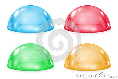 Glass dome. Colored shiny transparent semi spheres Vector Illustration