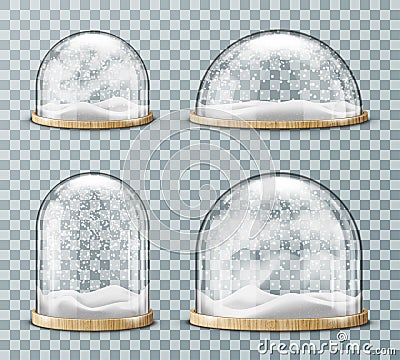 Glass dome with snow realistic vector Vector Illustration