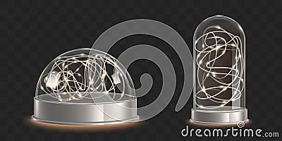 Glass domes with light garland. Christmas souvenir Vector Illustration