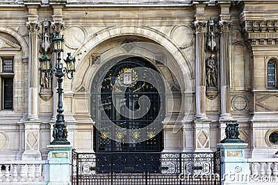 Glass door - Hotel de Ville Stock Photo